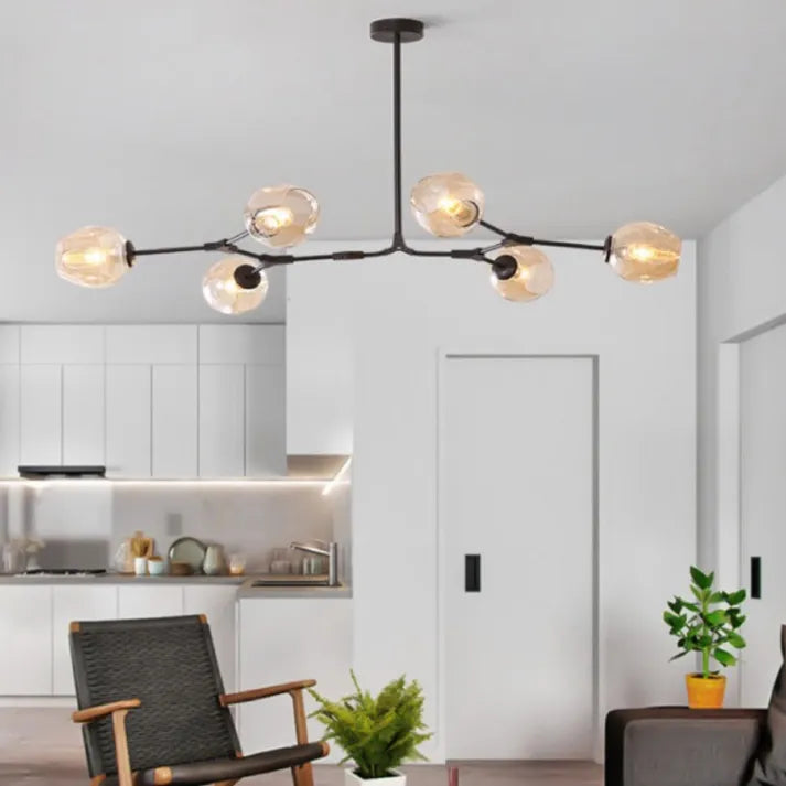 Sleek Glass Pendant Light With Modern Branching Arms