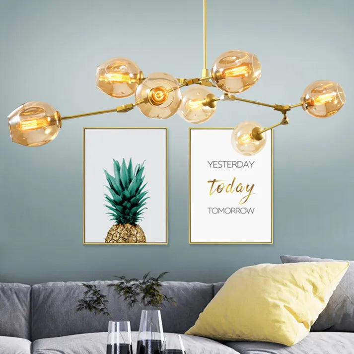 Sleek Glass Pendant Light With Modern Branching Arms