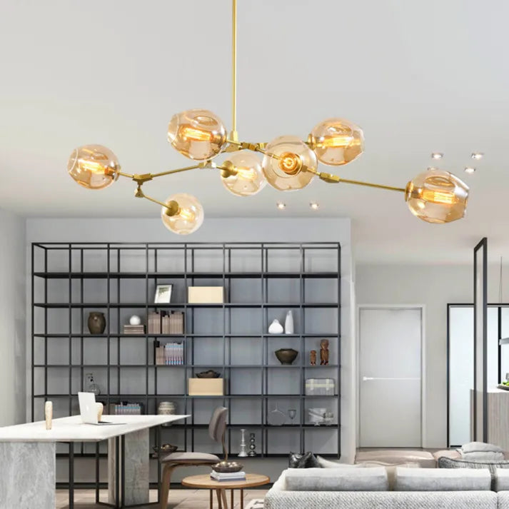 Sleek Glass Pendant Light With Modern Branching Arms
