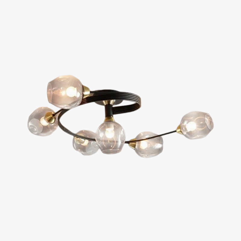 Elegant Glass Semi Flush Ceiling Light Black Gold