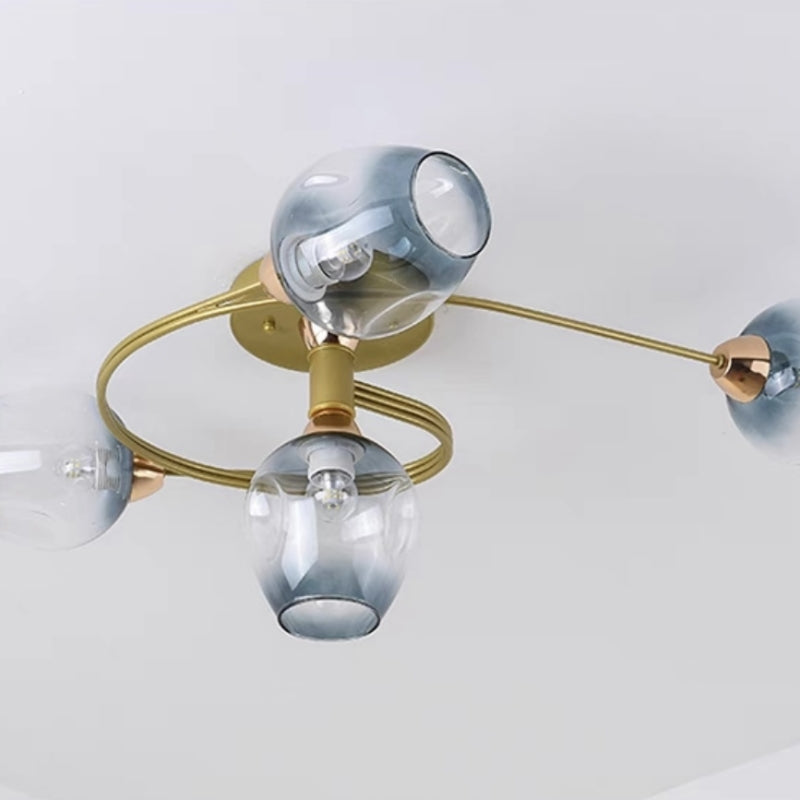 Elegant Glass Semi Flush Ceiling Light Black Gold