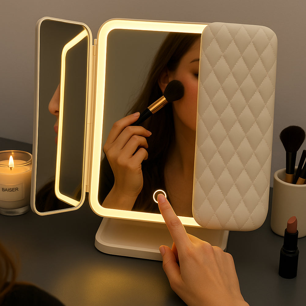 Portable LED Makeup Mirror with Adjustable Lights - Lusomart