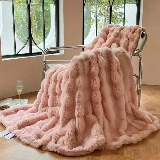 Plush Fleece Throw Blanket for Bed and Sofa Warmth - Lusomart