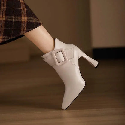 Comfortable Vegan Ankle Boots with Chic Buckle Detail - Lusomart