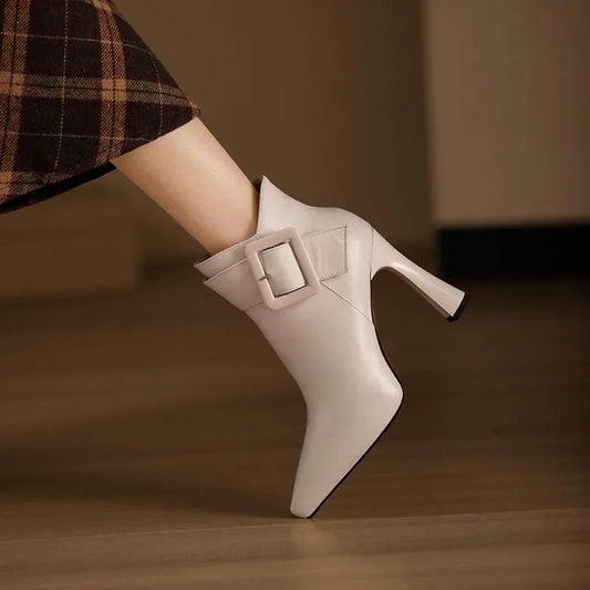 Comfortable Vegan Ankle Boots with Chic Buckle Detail - Lusomart