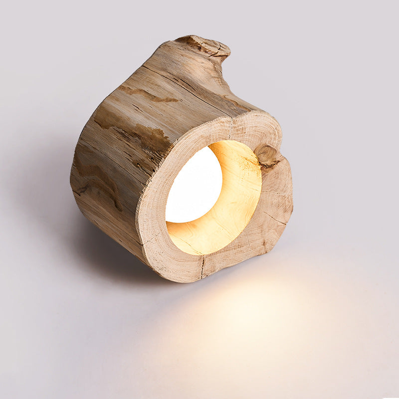 Rustic Wooden Ceiling Lamp With Natural Log Shade