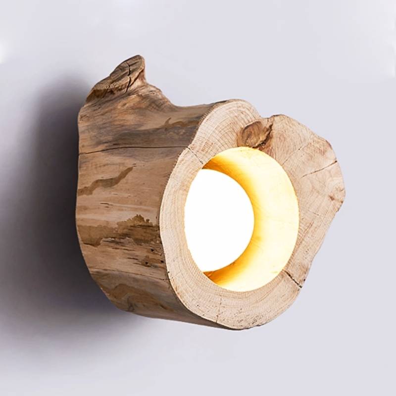 Rustic Wooden Ceiling Lamp With Natural Log Shade - Lusomart