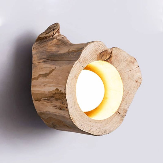 Rustic Wooden Ceiling Lamp With Natural Log Shade - Lusomart
