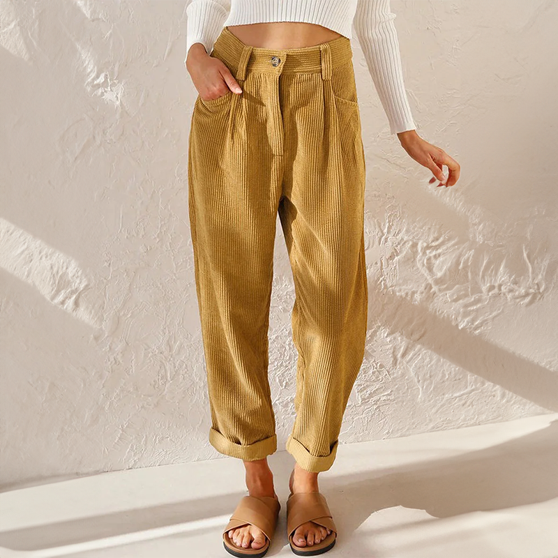 Soft Cord Women's High Waist Pants - Lusomart