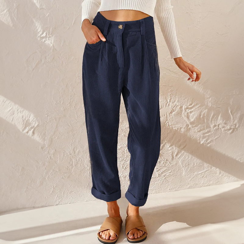 VelvetCords | Elegant High-Waisted Women's Corduroy Trousers 2