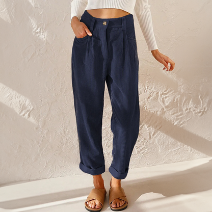 VelvetCords | Elegant High-Waisted Women's Corduroy Trousers 2