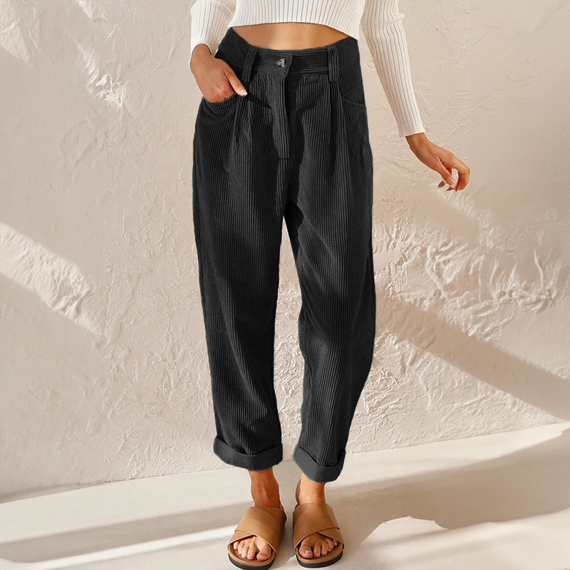 VelvetCords | Elegant High-Waisted Women's Corduroy Trousers 3