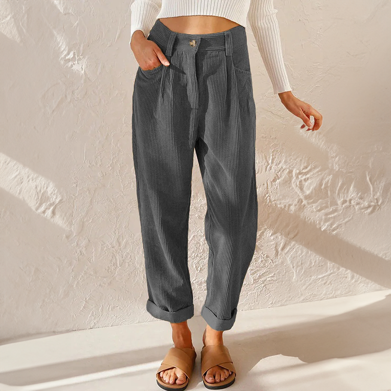 VelvetCords | Elegant High-Waisted Women's Corduroy Trousers 5