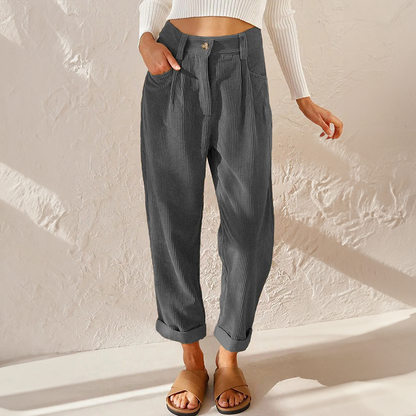 VelvetCords | Elegant High-Waisted Women's Corduroy Trousers 5