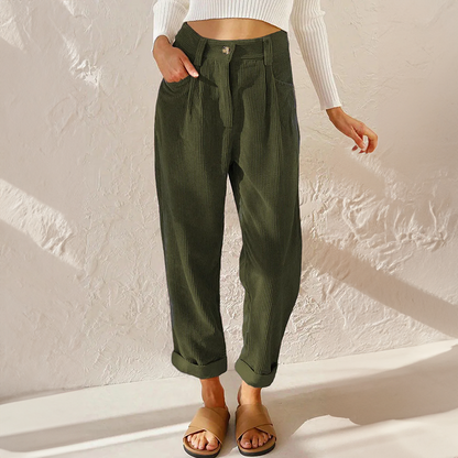 VelvetCords | Elegant High-Waisted Women's Corduroy Trousers 6