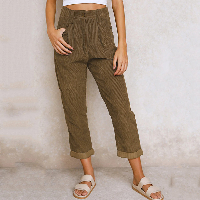 VelvetCords | Elegant High-Waisted Women's Corduroy Trousers 7