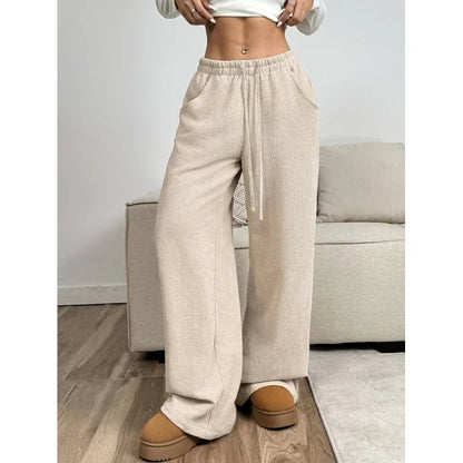 VelvetCrest | Chic Relaxed High-Waisted Corduroy Women's Trousers 1