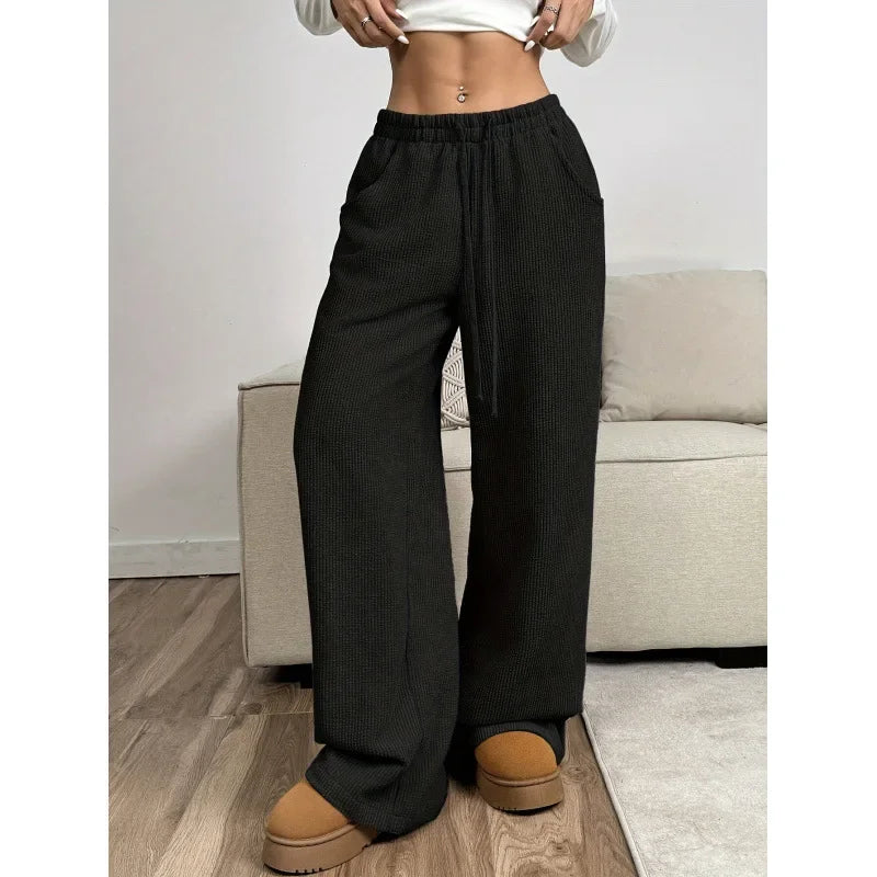 VelvetCrest | Chic Relaxed High-Waisted Corduroy Women's Trousers 3