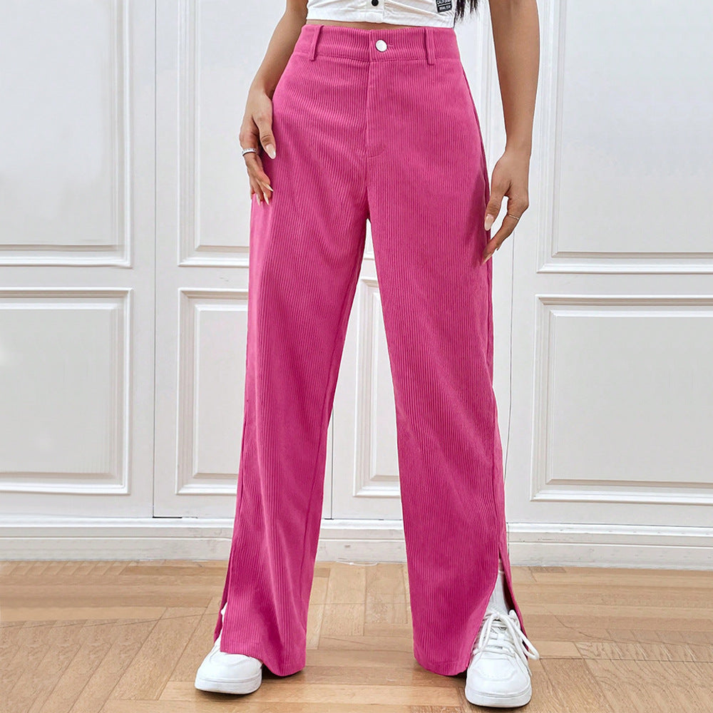 VelvetEase | Chic Modern Wide Leg Corduroy Trousers for Women 1