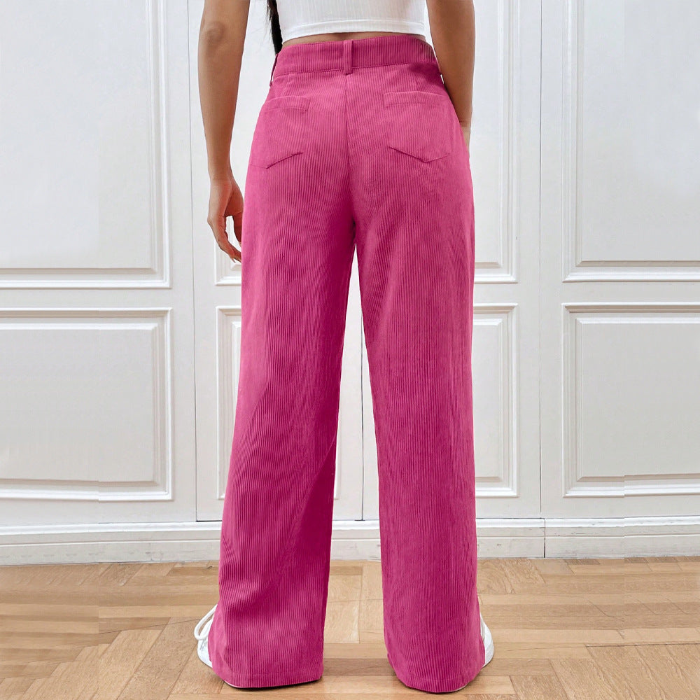 VelvetEase | Chic Modern Wide Leg Corduroy Trousers for Women 2