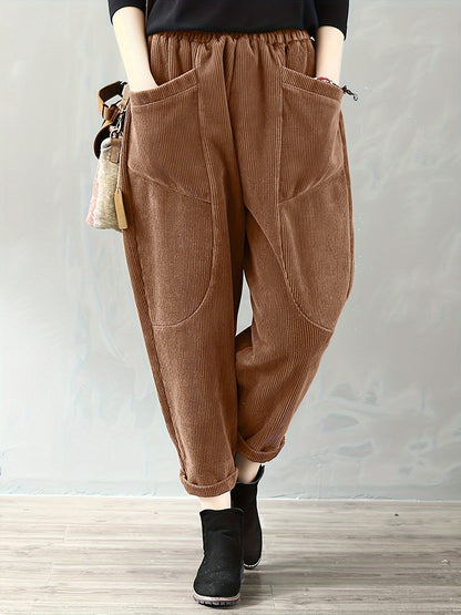 VelvetEase | Comfortable Stylish Women's Loose Fit Corduroy Trousers 3