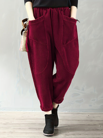 VelvetEase | Comfortable Stylish Women's Loose Fit Corduroy Trousers 4