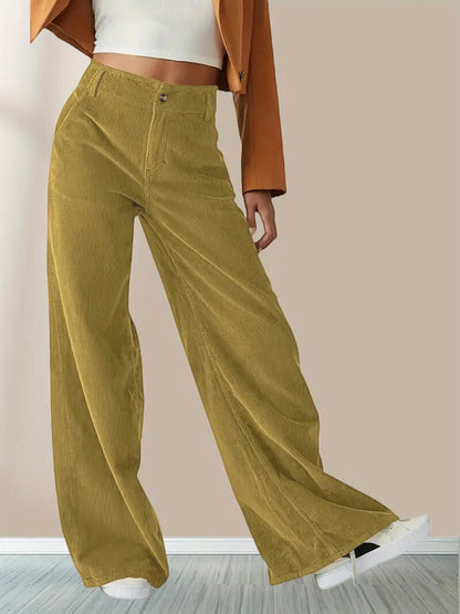 VelvetEase | Stylish Comfortable Wide Leg Corduroy Trousers for Women 1