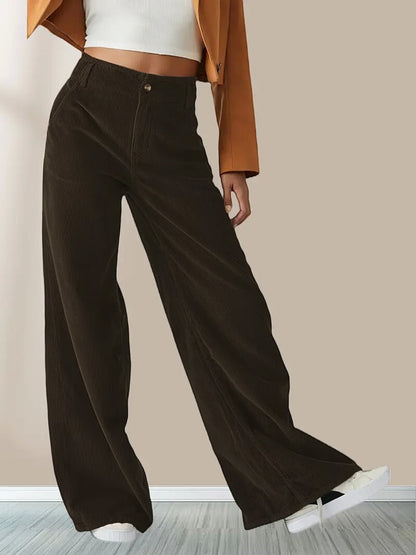 VelvetEase | Stylish Comfortable Wide Leg Corduroy Trousers for Women 3
