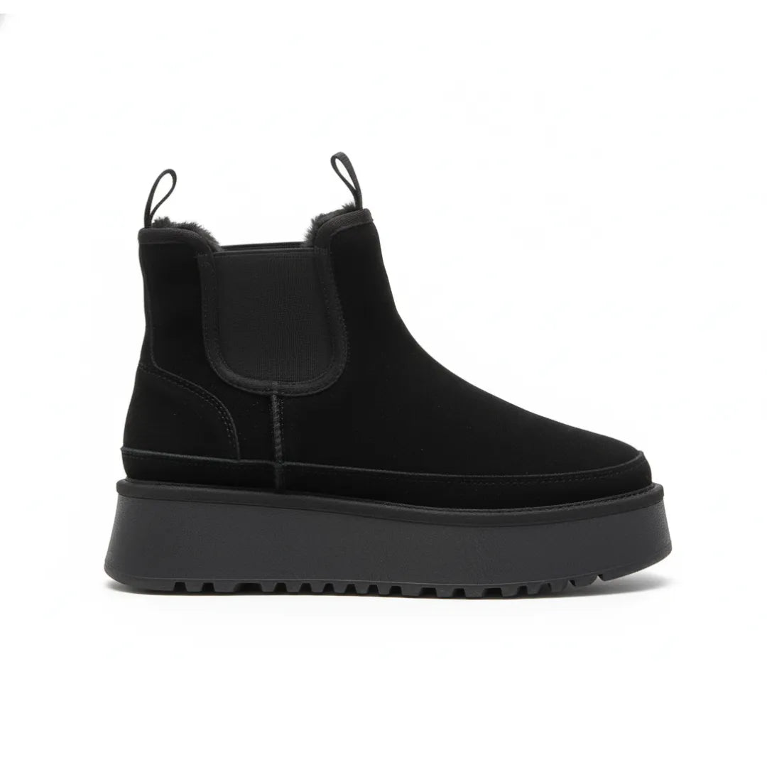 VelvetStep | Cozy Chic Suede Black Ankle Boots for Women 1