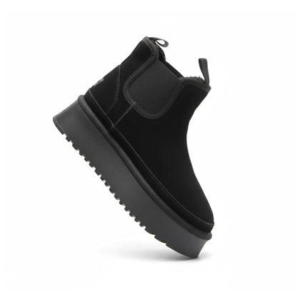 VelvetStep | Cozy Chic Suede Black Ankle Boots for Women 4