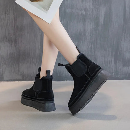 VelvetStep | Cozy Chic Suede Black Ankle Boots for Women 5