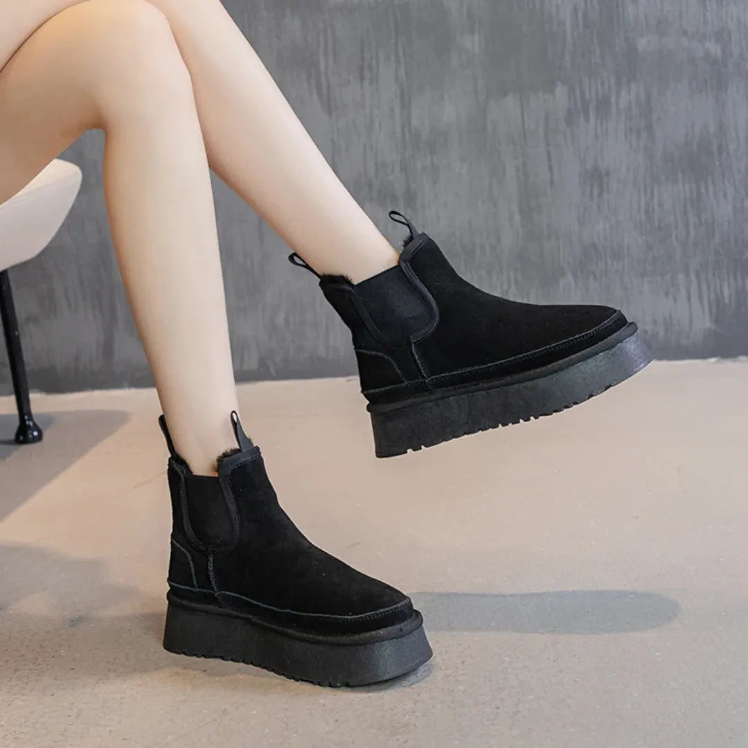 VelvetStep | Cozy Chic Suede Black Ankle Boots for Women 6