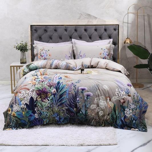 Soft Floral Pattern Egyptian Cotton Bed Set - Lusomart