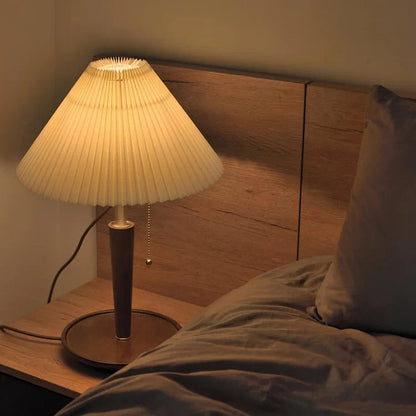 Folded Shade Wood LED Desk Lamp