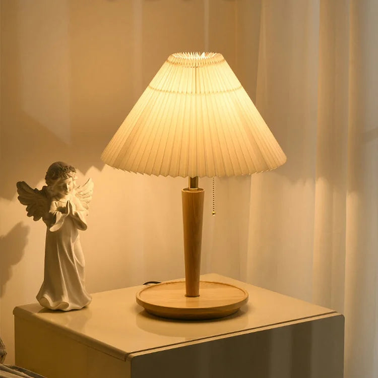 Folded Shade Wood LED Desk Lamp