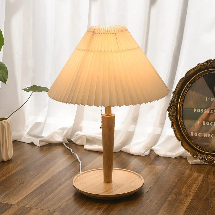 Folded Shade Wood LED Desk Lamp