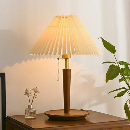 Folded Shade Wood LED Desk Lamp
