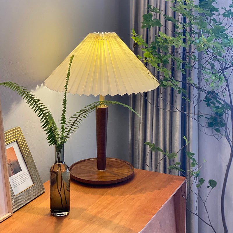 Folded Shade Wood LED Desk Lamp