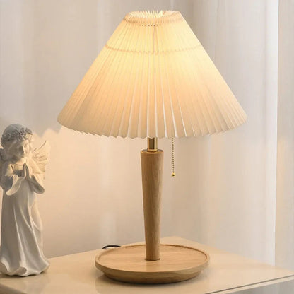 Folded Shade Wood LED Desk Lamp