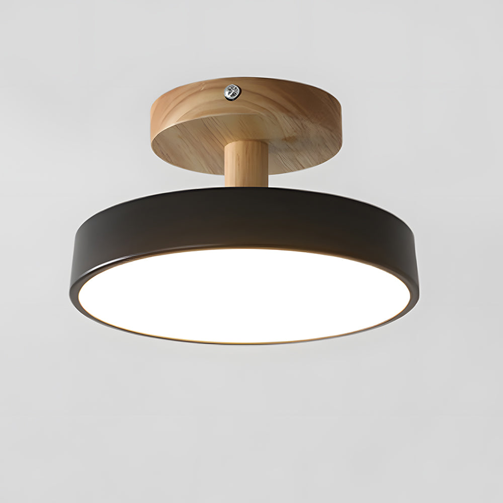 VerdantGlow | Stylish Compact LED Flush Ceiling Light with Wooden Base 10