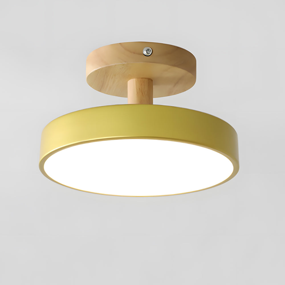 VerdantGlow | Stylish Compact LED Flush Ceiling Light with Wooden Base 11