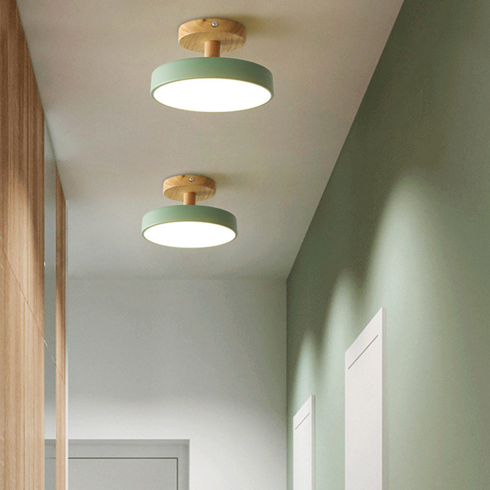 VerdantGlow | Stylish Compact LED Flush Ceiling Light with Wooden Base 2