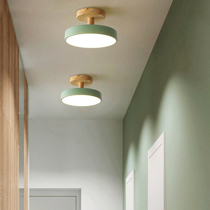 VerdantGlow | Stylish Compact LED Flush Ceiling Light with Wooden Base 2