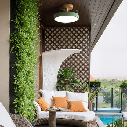 VerdantGlow | Stylish Compact LED Flush Ceiling Light with Wooden Base 5