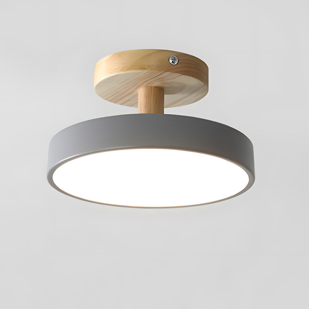 VerdantGlow | Stylish Compact LED Flush Ceiling Light with Wooden Base 6