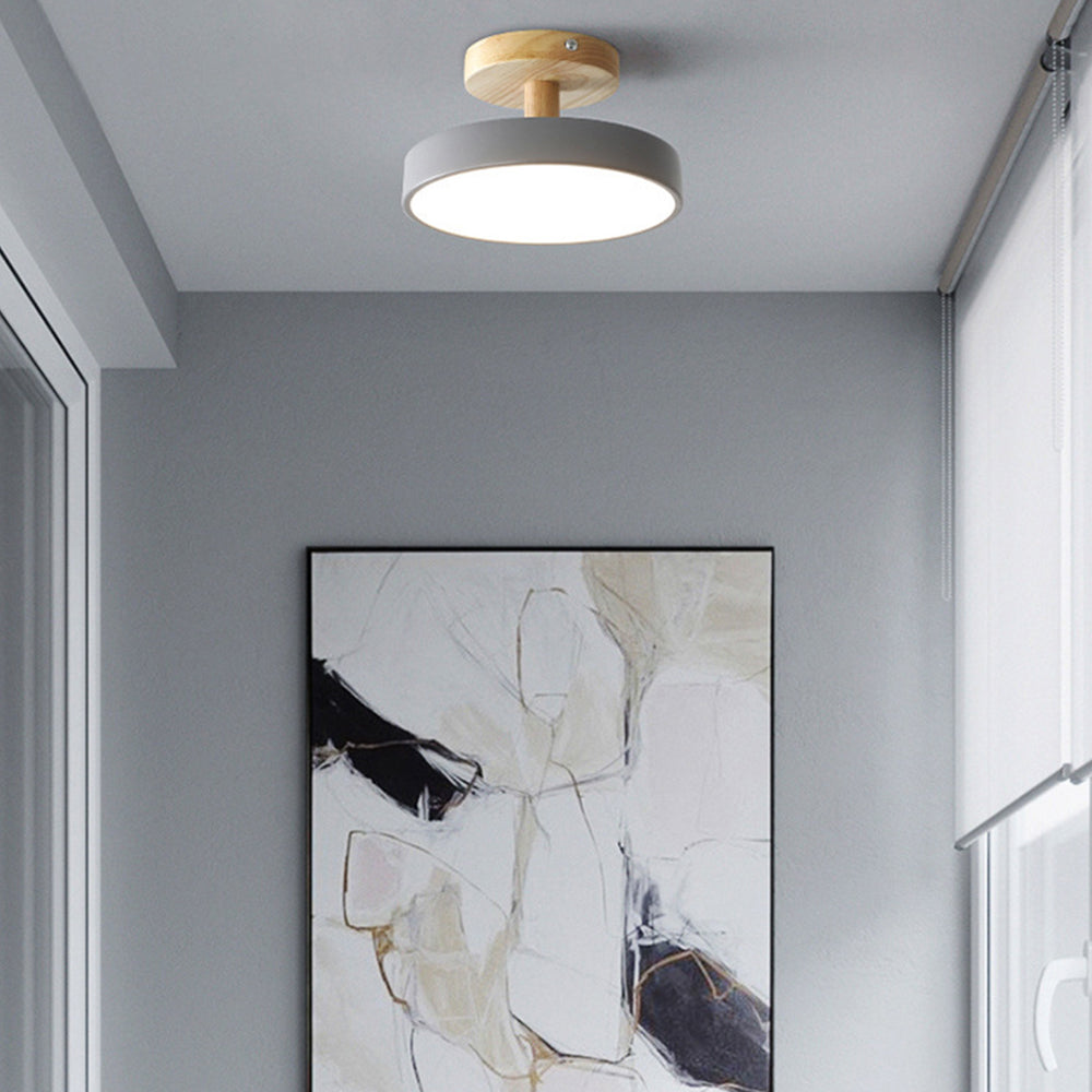 VerdantGlow | Stylish Compact LED Flush Ceiling Light with Wooden Base 7