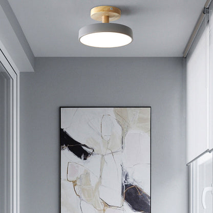 VerdantGlow | Stylish Compact LED Flush Ceiling Light with Wooden Base 7
