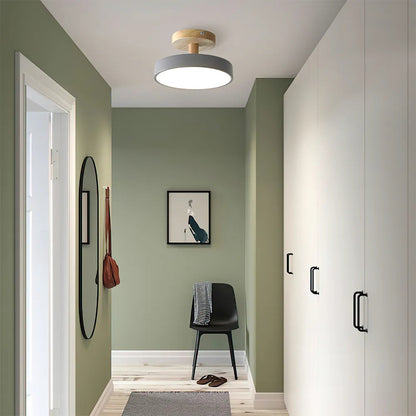 VerdantGlow | Stylish Compact LED Flush Ceiling Light with Wooden Base 8