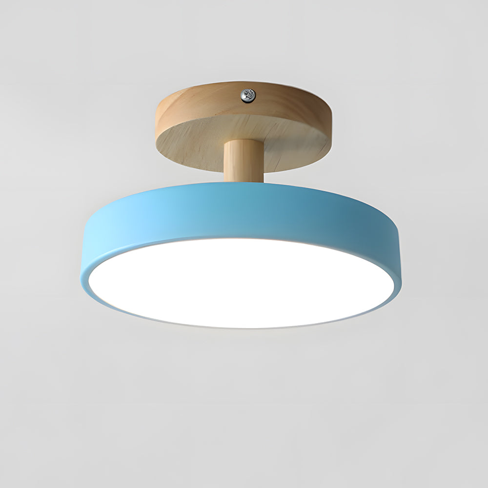 VerdantGlow | Stylish Compact LED Flush Ceiling Light with Wooden Base 9