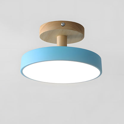 VerdantGlow | Stylish Compact LED Flush Ceiling Light with Wooden Base 9